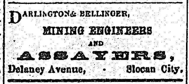 1897 - ad in the Slocan Pioneer newspaper