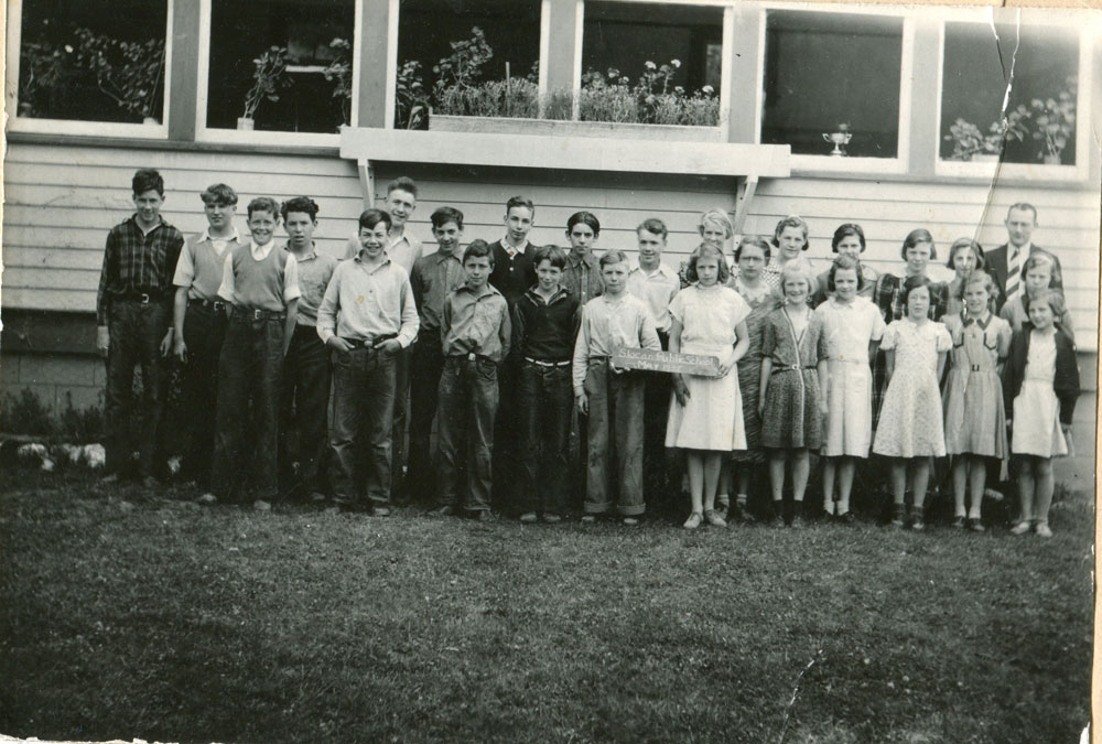 In front of the new elementary school, May 1938