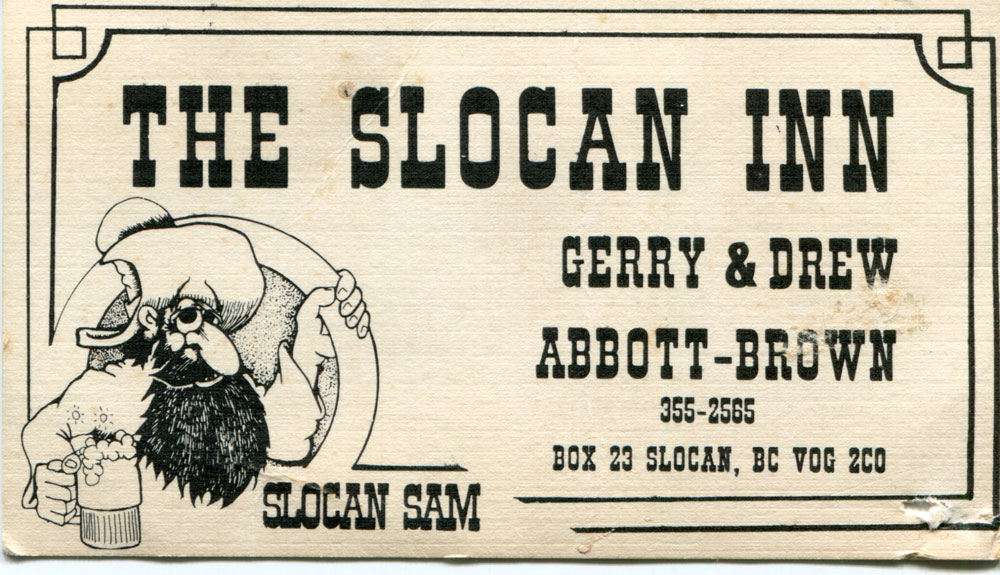 Business card for the Slocan Inn
